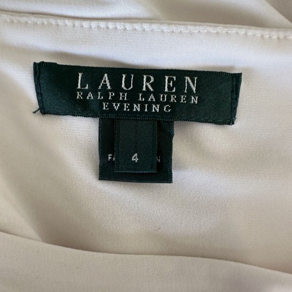 Lauren Ralph Lauren Evening Womens Dress Size 4 Beige Long Sleeve Lined Stretch - Picture 3 of 10